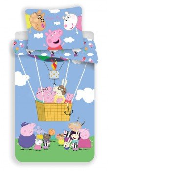 Peppa malac Air Balloon ágyneműhuzat 140×200cm, 70×90 cm Peppa malac Air Balloon ágyneműhuzat 140×200cm, 70×90 cm