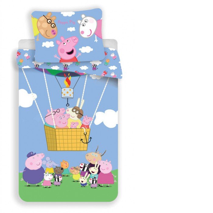 Peppa malac Air Balloon ágyneműhuzat 140×200cm, 70×90 cm