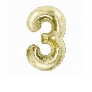 B&C Champagne, Pezsgőszínű 3-as szám fólia lufi 85 cm B&C Champagne, Pezsgőszínű 3-as szám fólia lufi 85 cm