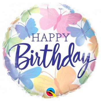 Happy Birthday Butterflies, Pillangók fólia lufi 46 cm Happy Birthday Butterflies, Pillangók fólia lufi 46 cm