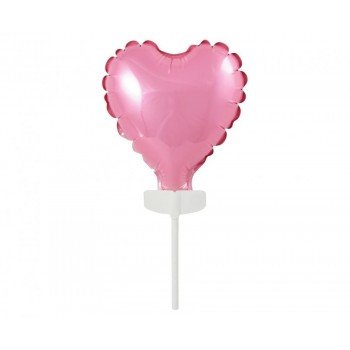 Pink Heart, Rózsaszín szív fólia lufi tortára 8 cm Pink Heart, Rózsaszín szív fólia lufi tortára 8 cm