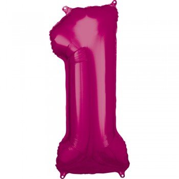 Pink óriás szám fólia lufi 1-es, 86*33 cm Pink óriás szám fólia lufi 1-es, 86*33 cm