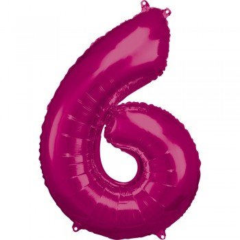 Pink óriás szám fólia lufi 6-os, 88*55 cm Pink óriás szám fólia lufi 6-os, 88*55 cm