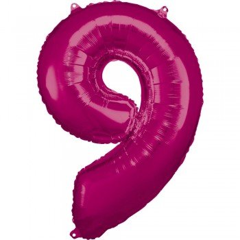 Pink óriás szám fólia lufi 9-es, 86*63 cm Pink óriás szám fólia lufi 9-es, 86*63 cm