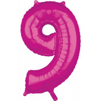 Pink szám fólia lufi 9-es, 66*43 cm Pink szám fólia lufi 9-es, 66*43 cm