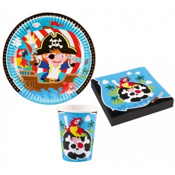 Pirate, Kalóz party szett 36 db-os 23 cm-es tányérral Pirate, Kalóz party szett 36 db-os 23 cm-es tányérral