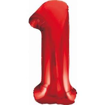 Red, Piros 1-es szám fólia lufi 85 cm Red, Piros 1-es szám fólia lufi 85 cm