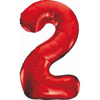 Red, Piros 2-es szám fólia lufi 85 cm Red, Piros 2-es szám fólia lufi 85 cm