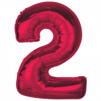 Piros 2-es Red szám fólia lufi 92 cm Piros 2-es Red szám fólia lufi 92 cm
