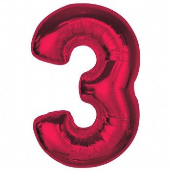 Piros 3-as Red szám fólia lufi 92 cm Piros 3-as Red szám fólia lufi 92 cm