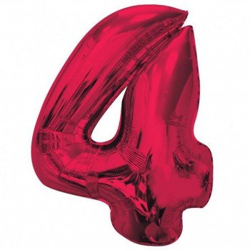 Piros 4-es Red szám fólia lufi 92 cm Piros 4-es Red szám fólia lufi 92 cm