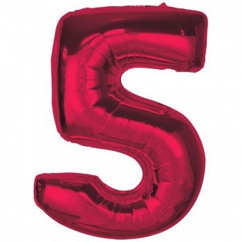 Piros 5-ös Red szám fólia lufi 92 cm Piros 5-ös Red szám fólia lufi 92 cm