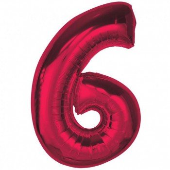 Piros 6-os Red szám fólia lufi 92 cm Piros 6-os Red szám fólia lufi 92 cm
