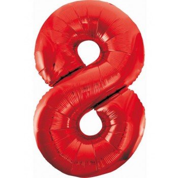 Red, Piros 8-as szám fólia lufi 85 cm Red, Piros 8-as szám fólia lufi 85 cm