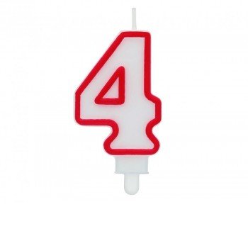 Red Outline, Piros számgyertya, tortagyertya 4-es Red Outline, Piros számgyertya, tortagyertya 4-es