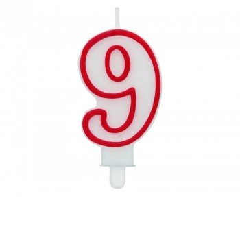Red Outline, Piros számgyertya, tortagyertya 9-es Red Outline, Piros számgyertya, tortagyertya 9-es