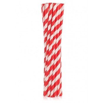 Red Stripes, Piros rugalmas papír szívószál 12 db-os Red Stripes, Piros rugalmas papír szívószál 12 db-os