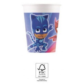 PJ Masks, Pizsihősök papír pohár 8 db-os 200 ml FSC PJ Masks, Pizsihősök papír pohár 8 db-os 200 ml FSC