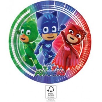 PJ Masks, Pizsihősök papírtányér 8 db-os 23 cm FSC PJ Masks, Pizsihősök papírtányér 8 db-os 23 cm FSC