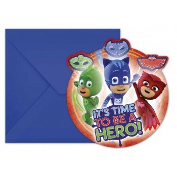 PJ Masks, Pizsihősök Party Meghívó 6 db-os PJ Masks, Pizsihősök Party Meghívó 6 db-os