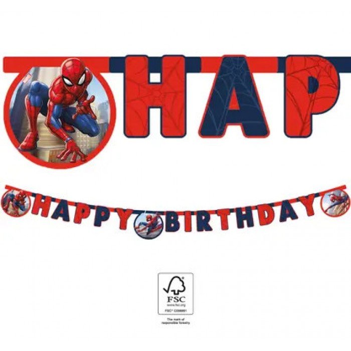 Spiderman Crime Fighter, Pókember Happy Birthday felirat FSC 2 m