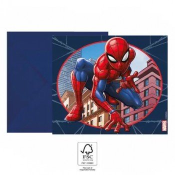 Spiderman Crime Fighter, Pókember Party meghívó 6 db-os FSC Spiderman Crime Fighter, Pókember Party meghívó 6 db-os FSC