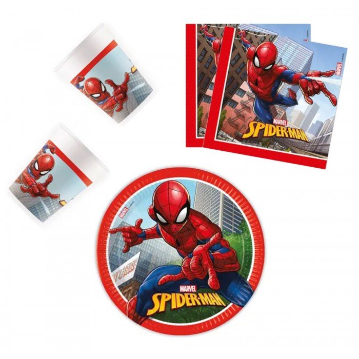 Spiderman Crime Fighter, Pókember party szett 36 db-os 23 cm-es tányérral