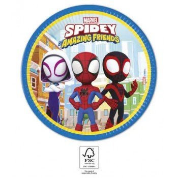 Spidey, Pókember papírtányér 8 db-os 23 cm FSC Spidey, Pókember papírtányér 8 db-os 23 cm FSC