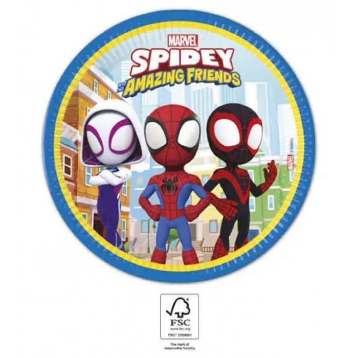 Spidey, Pókember papírtányér 8 db-os 23 cm FSC