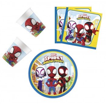 Spidey, Pókember party szett 36 db-os 23 cm-es tányérral Spidey, Pókember party szett 36 db-os 23 cm-es tányérral