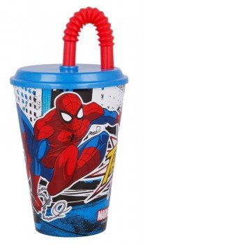 Pókember szívószálas pohár, műanyag 430 ml