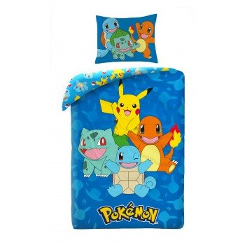 Pokémon Blue ágyneműhuzat 140×200cm, 70×90 cm microfibre Pokémon Blue ágyneműhuzat 140×200cm, 70×90 cm microfibre
