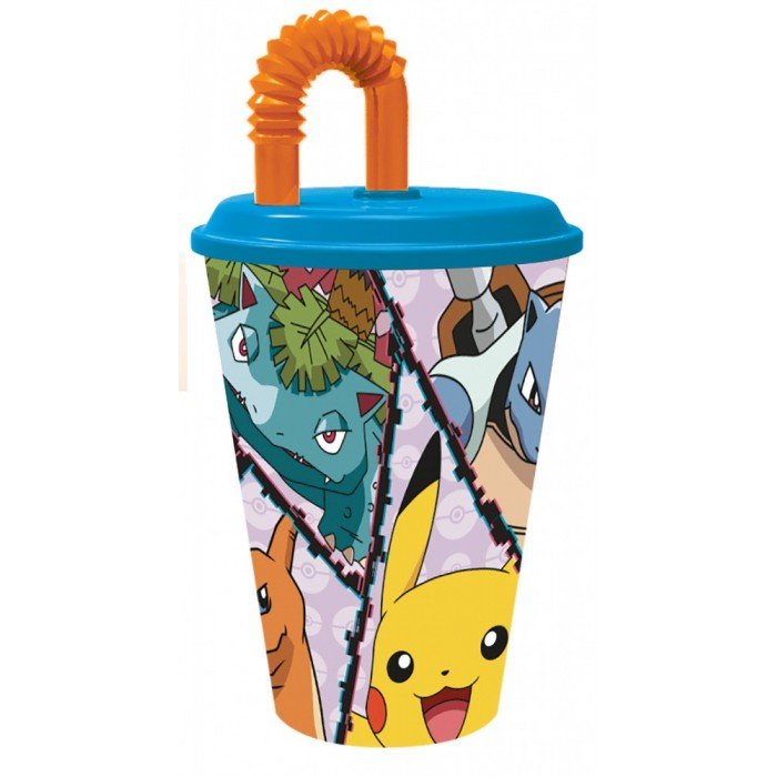 Pokémon szívószálas pohár, műanyag 430 ml