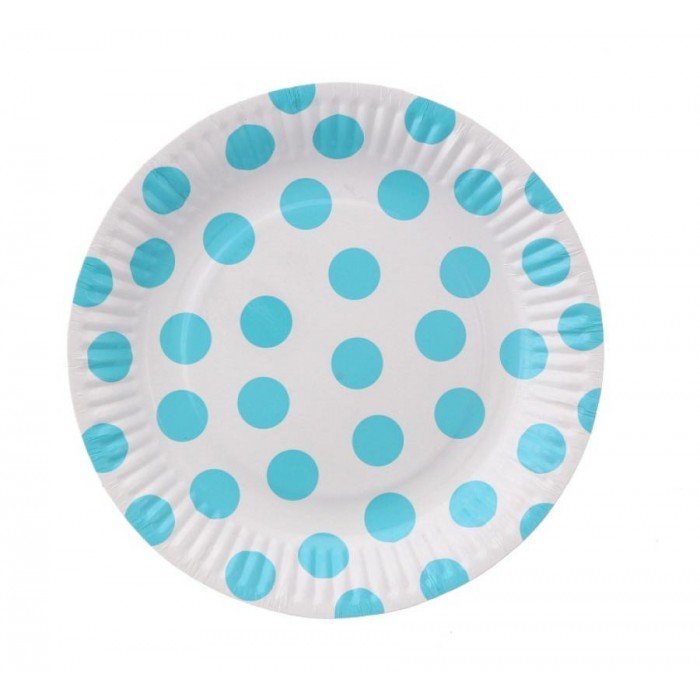 Blue Polka Dot, Pöttyös papírtányér 6 db-os 18 cm