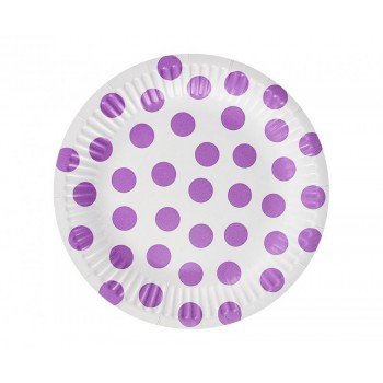 Lavender Polka Dot, Pöttyös papírtányér 6 db-os 18 cm Lavender Polka Dot, Pöttyös papírtányér 6 db-os 18 cm