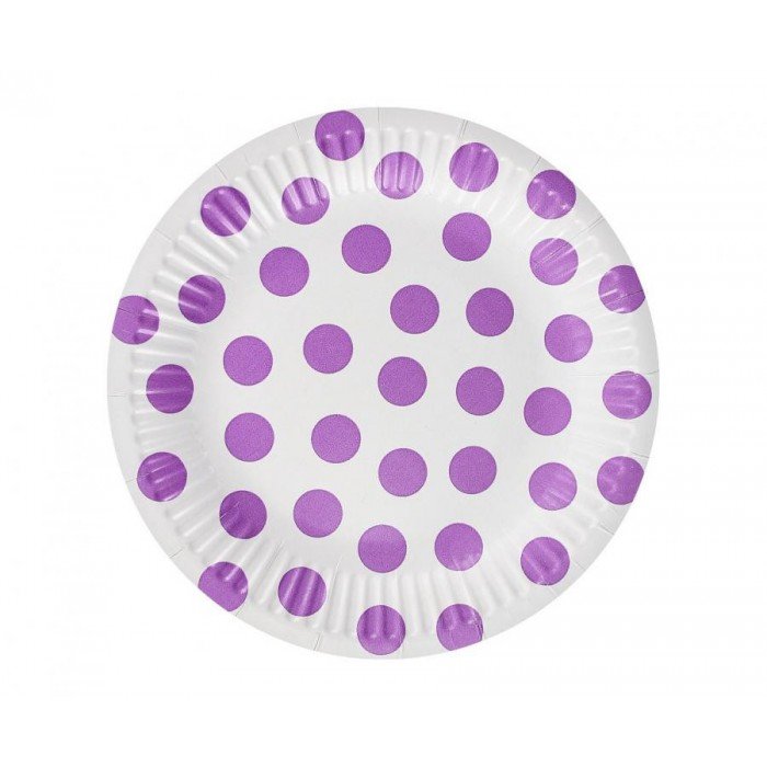 Lavender Polka Dot, Pöttyös papírtányér 6 db-os 18 cm