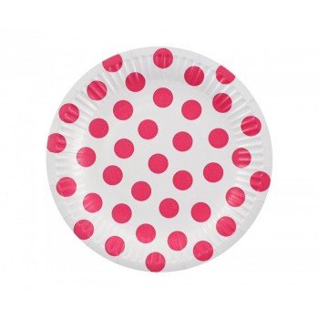 Magenta Polka Dot, Pöttyös papírtányér 6 db-os 18 cm Magenta Polka Dot, Pöttyös papírtányér 6 db-os 18 cm