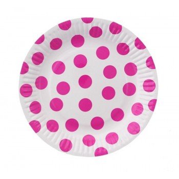 Magenta Polka Dots, Pöttyös papírtányér 6 db-os 18 cm Magenta Polka Dots, Pöttyös papírtányér 6 db-os 18 cm