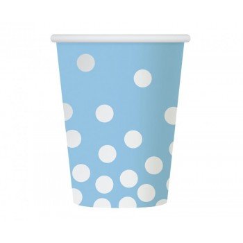 Silver Dots Blue, Pöttyös papír pohár 6 db-os 270 ml