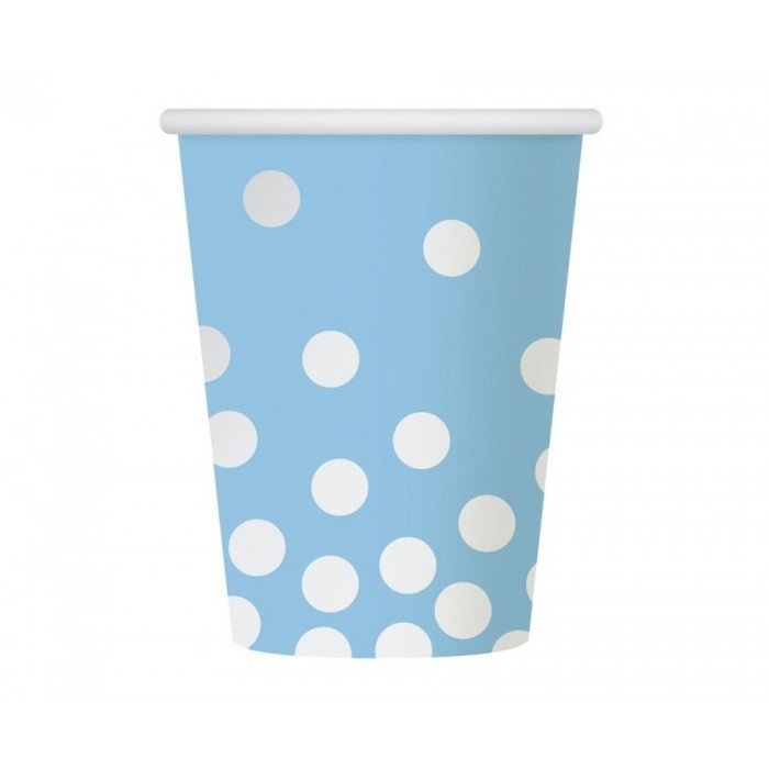 Silver Dots Blue, Pöttyös papír pohár 6 db-os 270 ml