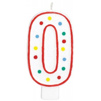 Pöttyös tortagyertya, számgyertya 0-ás