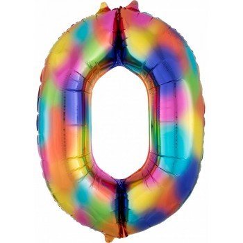 Rainbow óriás szám fólia lufi 0-ás, 88*63 cm Rainbow óriás szám fólia lufi 0-ás, 88*63 cm