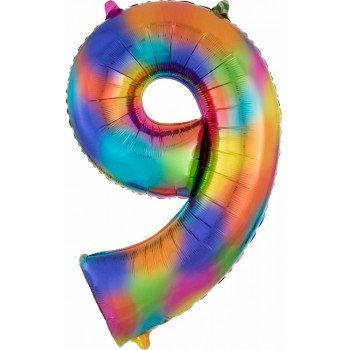 Rainbow óriás szám fólia lufi 9-es, 86*55 cm Rainbow óriás szám fólia lufi 9-es, 86*55 cm