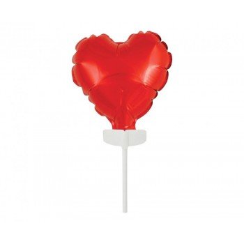 Red Heart, Piros szív fólia lufi tortára 8 cm Red Heart, Piros szív fólia lufi tortára 8 cm