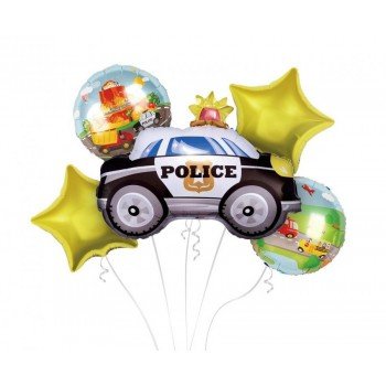 Police, Rendőr fólia lufi 5 db-os szett Police, Rendőr fólia lufi 5 db-os szett