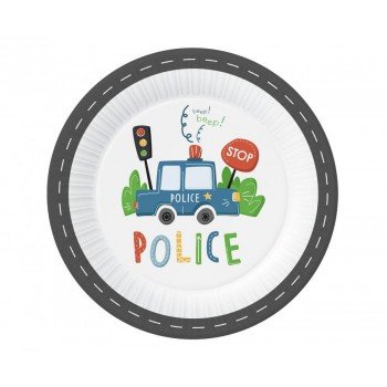 Police, Rendőr papírtányér 6 db-os 23 cm Police, Rendőr papírtányér 6 db-os 23 cm
