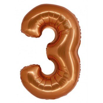 Copper, Réz 3-as szám fólia lufi 76 cm Copper, Réz 3-as szám fólia lufi 76 cm