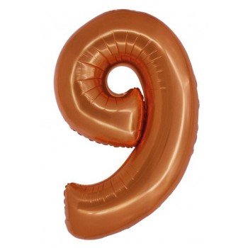 Copper, Réz 9-es szám fólia lufi 76 cm Copper, Réz 9-es szám fólia lufi 76 cm