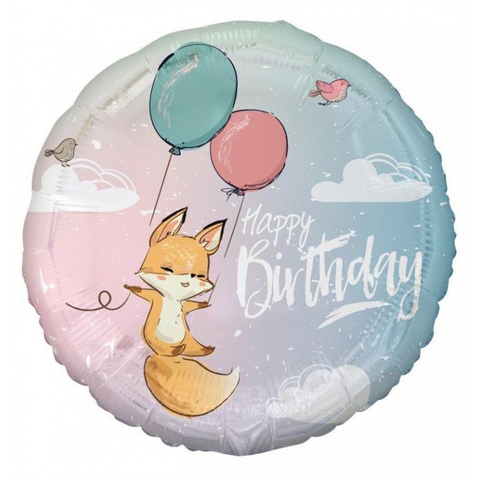 Happy Birthday Fox, Róka fólia lufi 36 cm