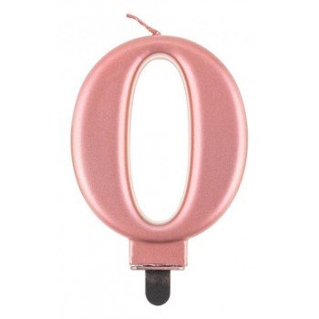 Rose Gold Metallic számgyertya, tortagyertya 0-ás